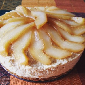 Poached Pear Cashew Cheesecake